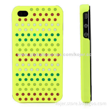 Attractive Cases for iPhone 4, Made of Plastic, Inlayed with Colorful Beads Made of Silicone